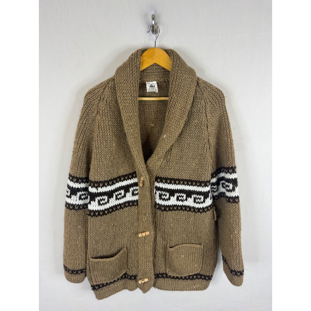 MACO Sueter Mexico Vintage Shawl Toggle Cardigan Brown Southwestern Sweater M/L